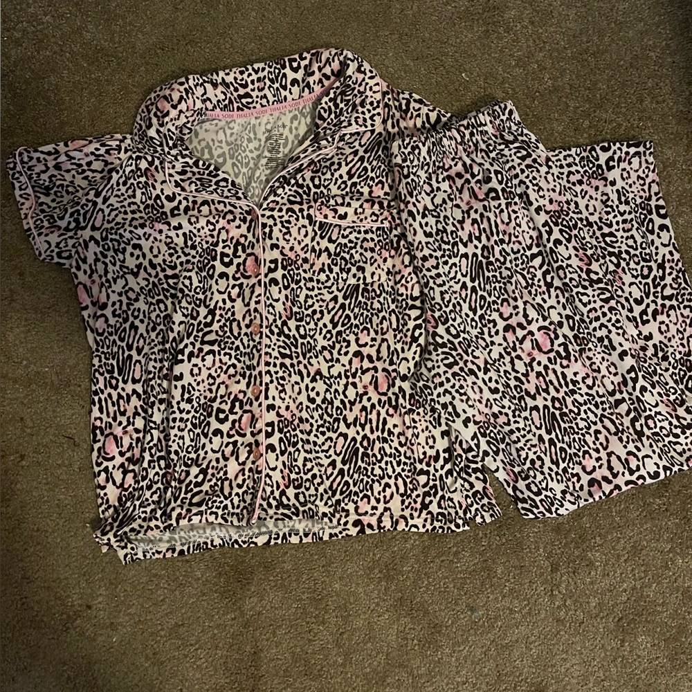 Thalia Sodi Pink Leopard 2pc Pajama Pant Set
